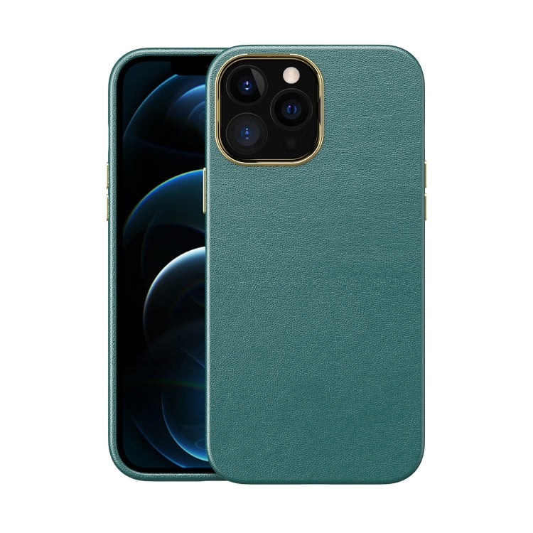 For iPhone 12 / 12 Pro Electroplating Leather Texture PC + TPU Shockproof Case