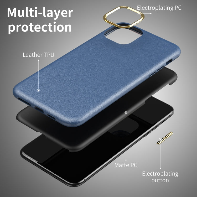 Electroplating Leather Texture PC + TPU Shockproof Case For iPhone 11 Pro Max