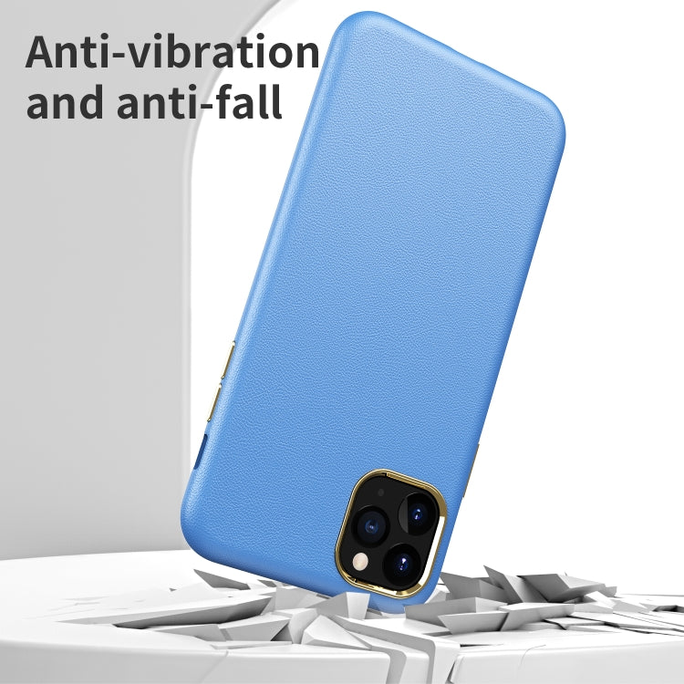 Electroplating Leather Texture PC + TPU Shockproof Case For iPhone 11 Pro Max