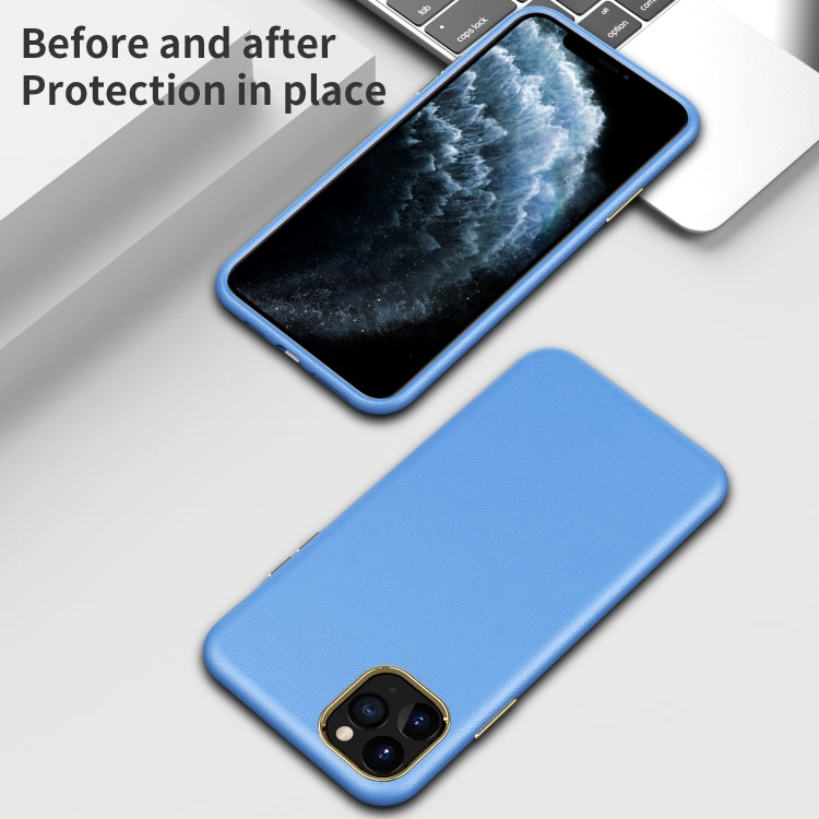 Electroplating Leather Texture PC + TPU Shockproof Case For iPhone 11 Pro Max