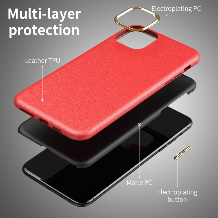 Electroplating Leather Texture PC + TPU Shockproof Case For iPhone 11 Pro Max