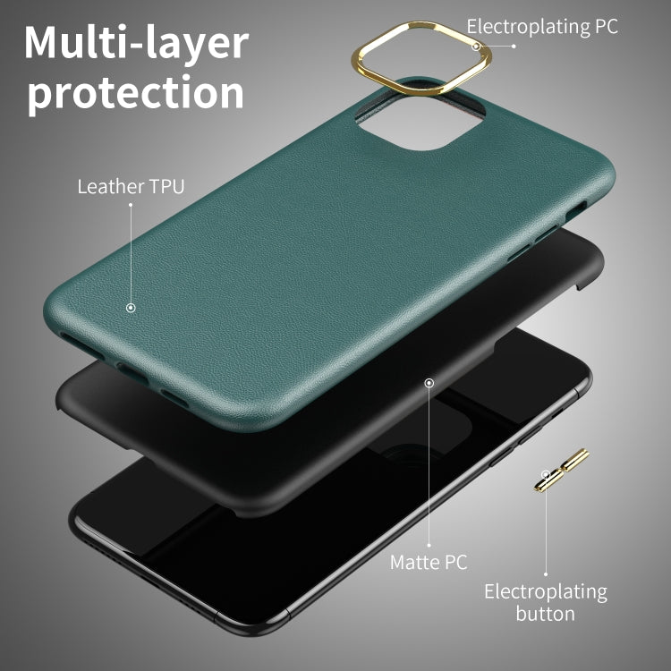 Electroplating Leather Texture PC + TPU Shockproof Case For iPhone 11 Pro Max