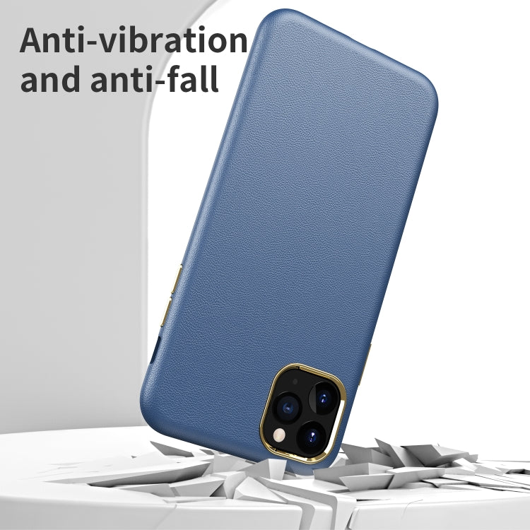Electroplating Leather Texture PC + TPU Shockproof Case For iPhone 11 Pro