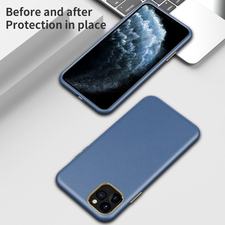 Electroplating Leather Texture PC + TPU Shockproof Case For iPhone 11 Pro