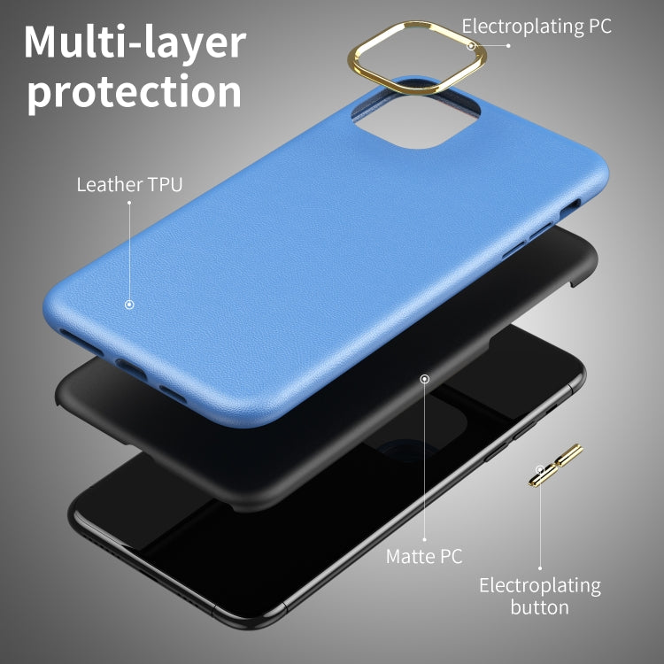 Electroplating Leather Texture PC + TPU Shockproof Case For iPhone 11 Pro
