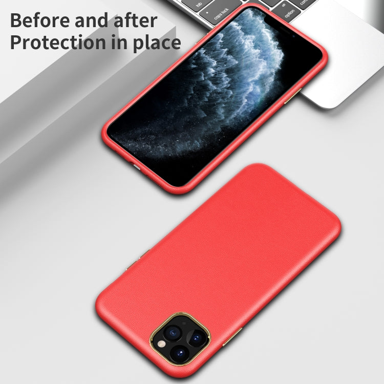 Electroplating Leather Texture PC + TPU Shockproof Case For iPhone 11 Pro