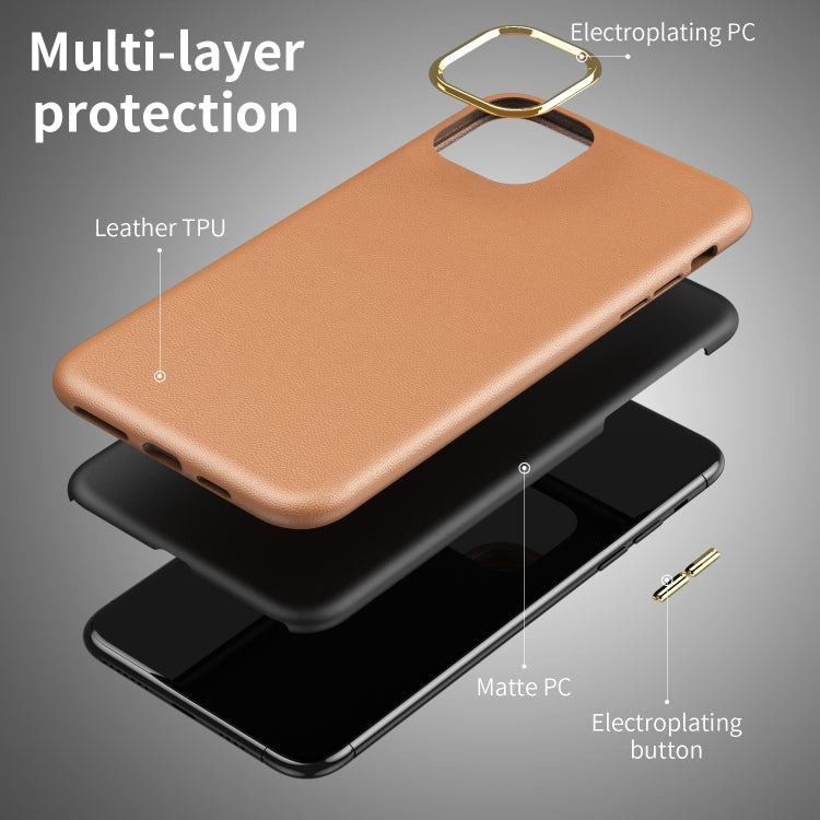 Electroplating Leather Texture PC + TPU Shockproof Case For iPhone 11 Pro