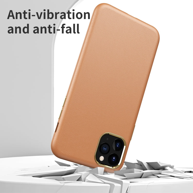 Electroplating Leather Texture PC + TPU Shockproof Case For iPhone 11 Pro