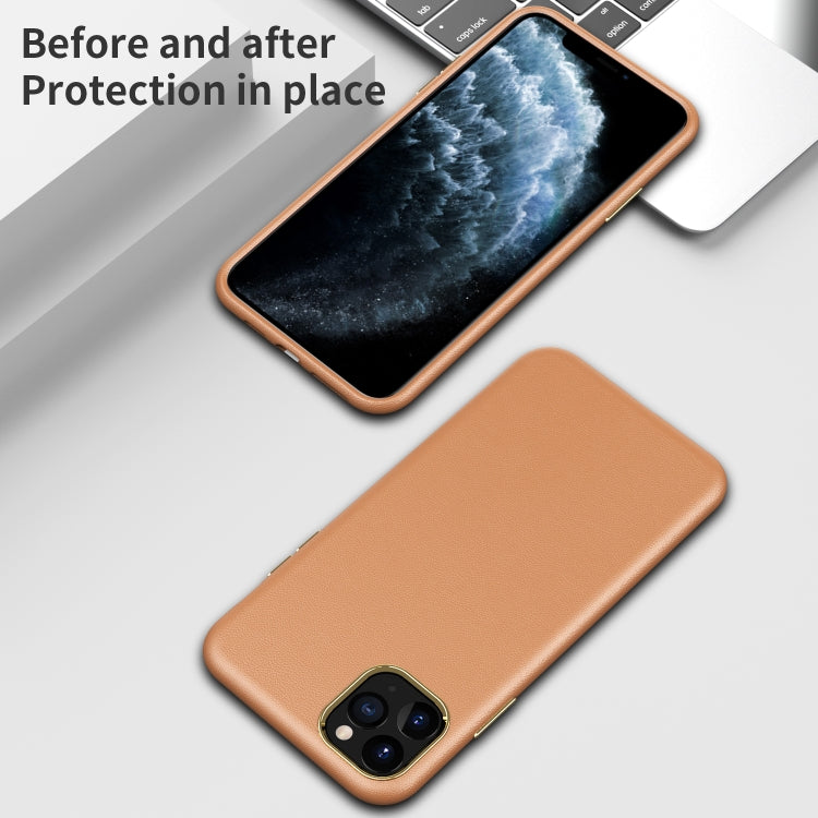Electroplating Leather Texture PC + TPU Shockproof Case For iPhone 11 Pro