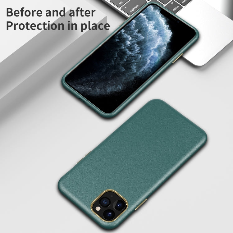 Electroplating Leather Texture PC + TPU Shockproof Case For iPhone 11 Pro