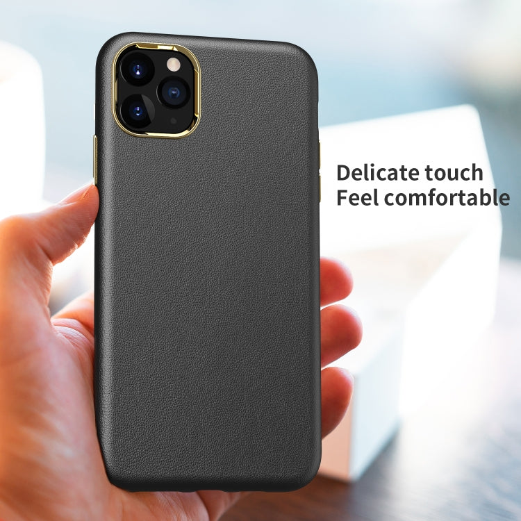 Electroplating Leather Texture PC + TPU Shockproof Case For iPhone 11 Pro