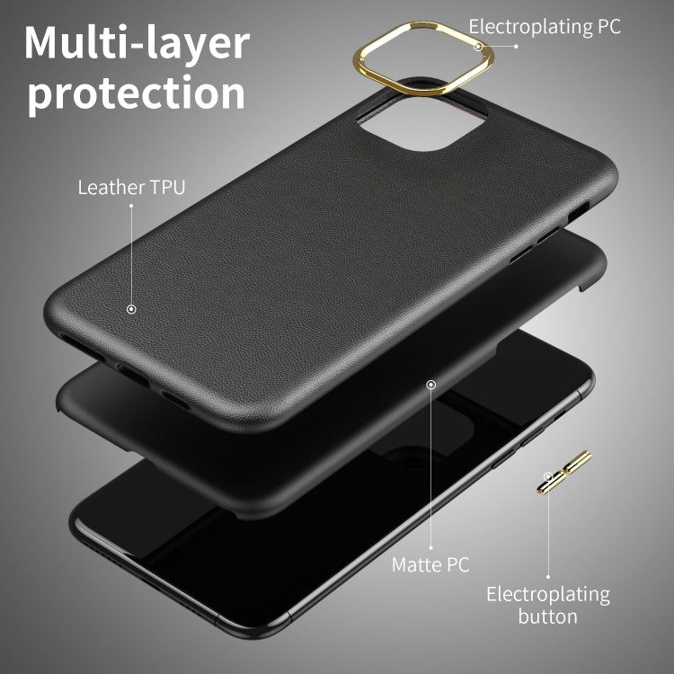 Electroplating Leather Texture PC + TPU Shockproof Case For iPhone 11 Pro