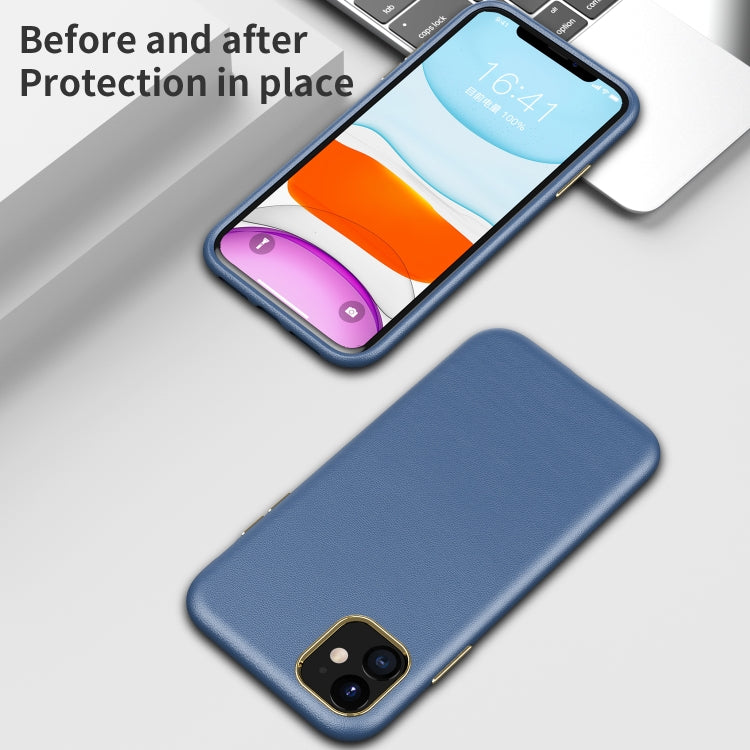 Electroplating Leather Texture PC + TPU Shockproof Case For iPhone 11