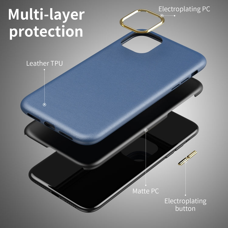 Electroplating Leather Texture PC + TPU Shockproof Case For iPhone 11