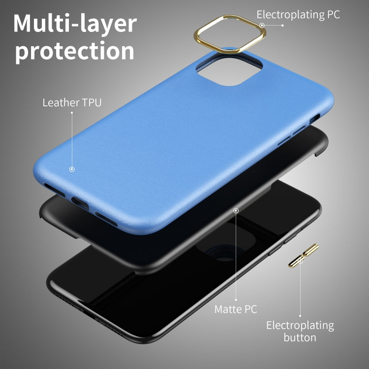 Electroplating Leather Texture PC + TPU Shockproof Case For iPhone 11