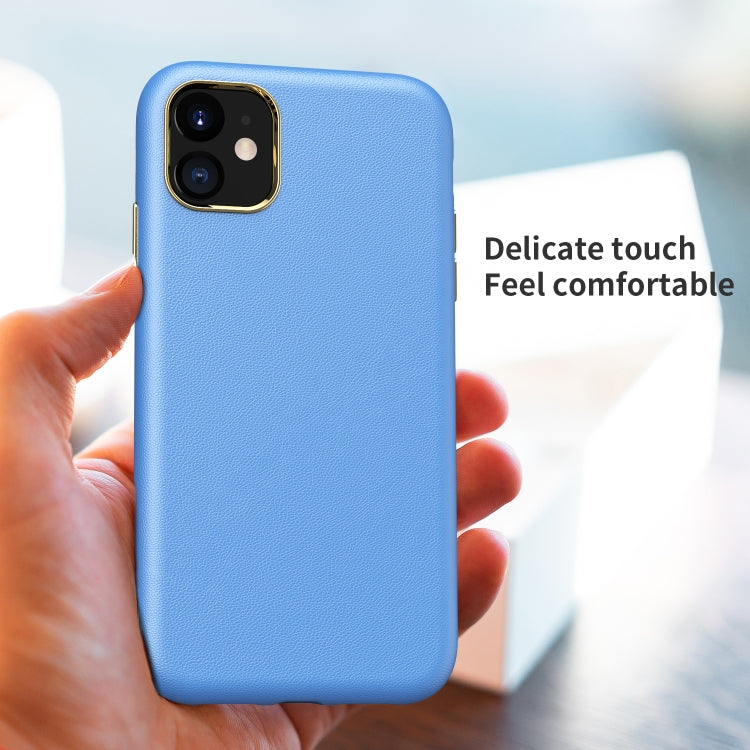 Electroplating Leather Texture PC + TPU Shockproof Case For iPhone 11
