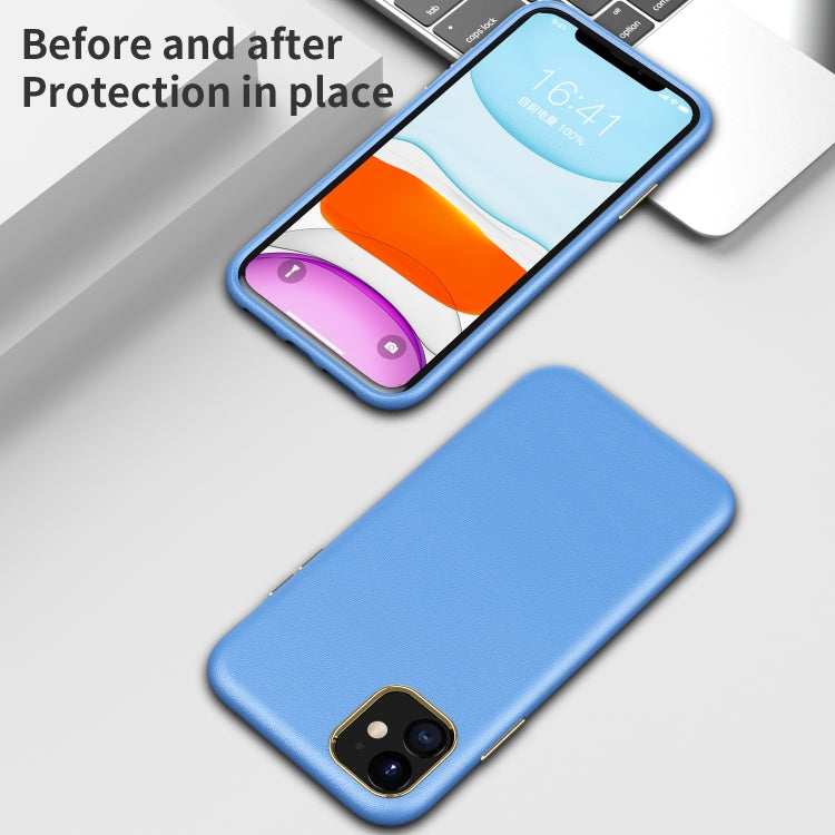 Electroplating Leather Texture PC + TPU Shockproof Case For iPhone 11