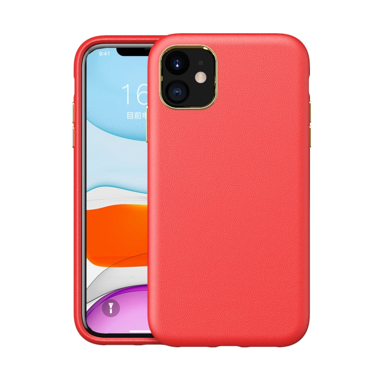 Electroplating Leather Texture PC + TPU Shockproof Case For iPhone 11