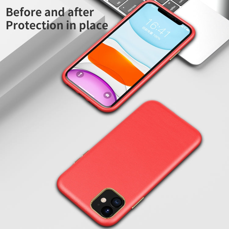 Electroplating Leather Texture PC + TPU Shockproof Case For iPhone 11