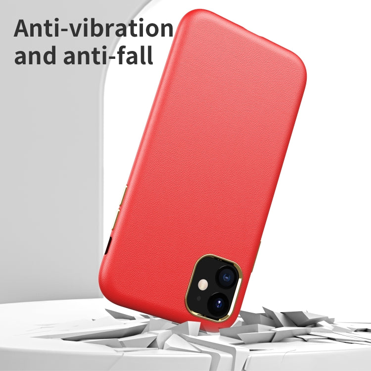 Electroplating Leather Texture PC + TPU Shockproof Case For iPhone 11