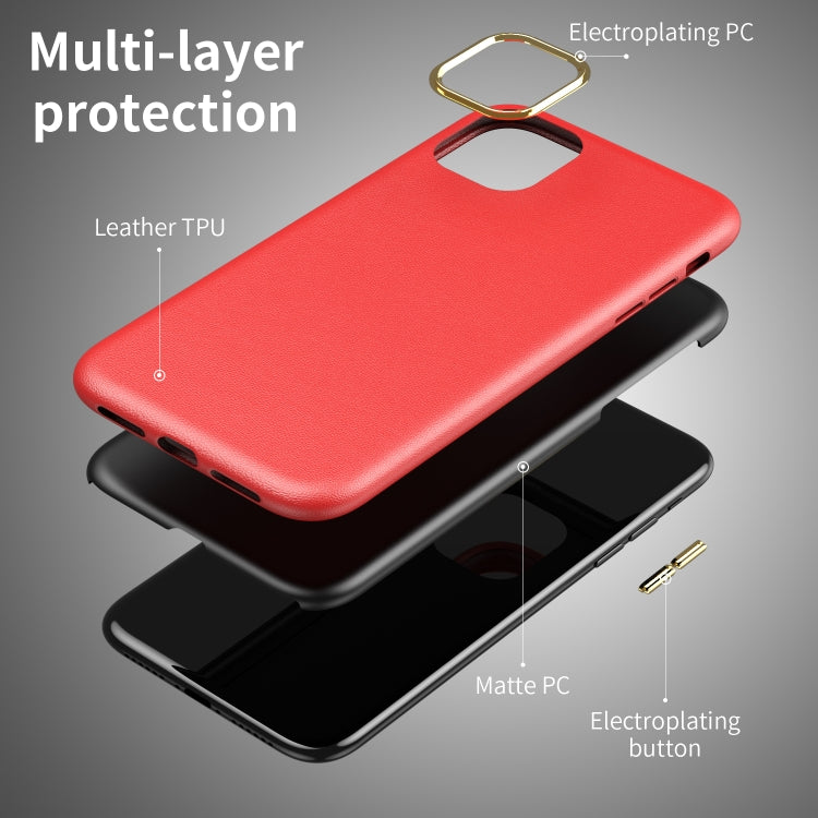 Electroplating Leather Texture PC + TPU Shockproof Case For iPhone 11