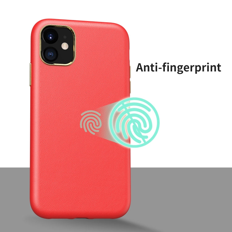Electroplating Leather Texture PC + TPU Shockproof Case For iPhone 11