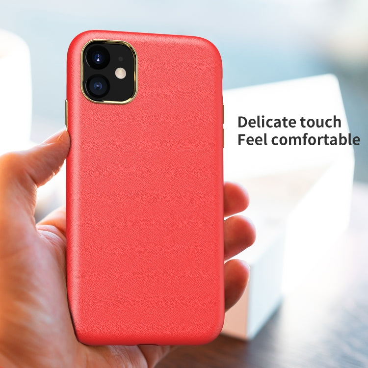 Electroplating Leather Texture PC + TPU Shockproof Case For iPhone 11