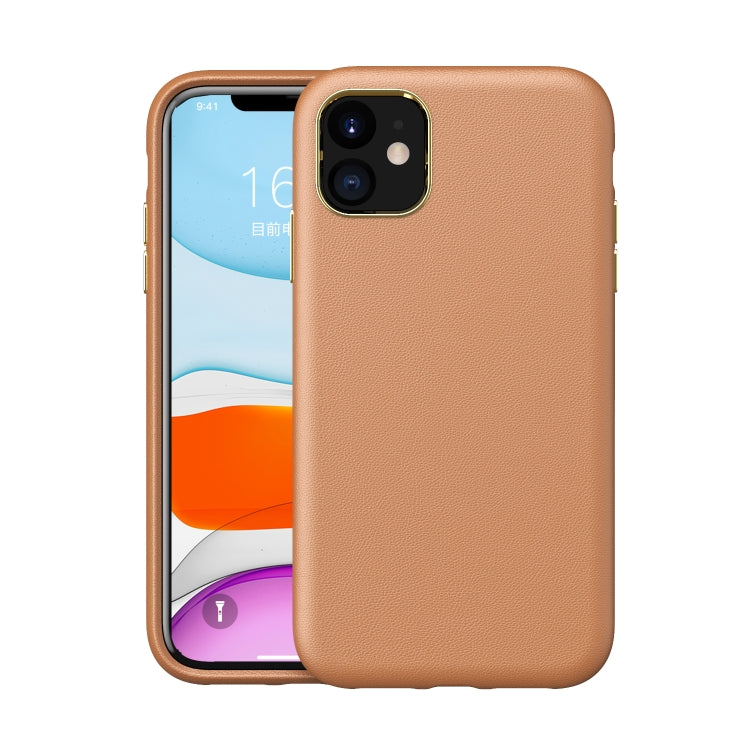 Electroplating Leather Texture PC + TPU Shockproof Case For iPhone 11
