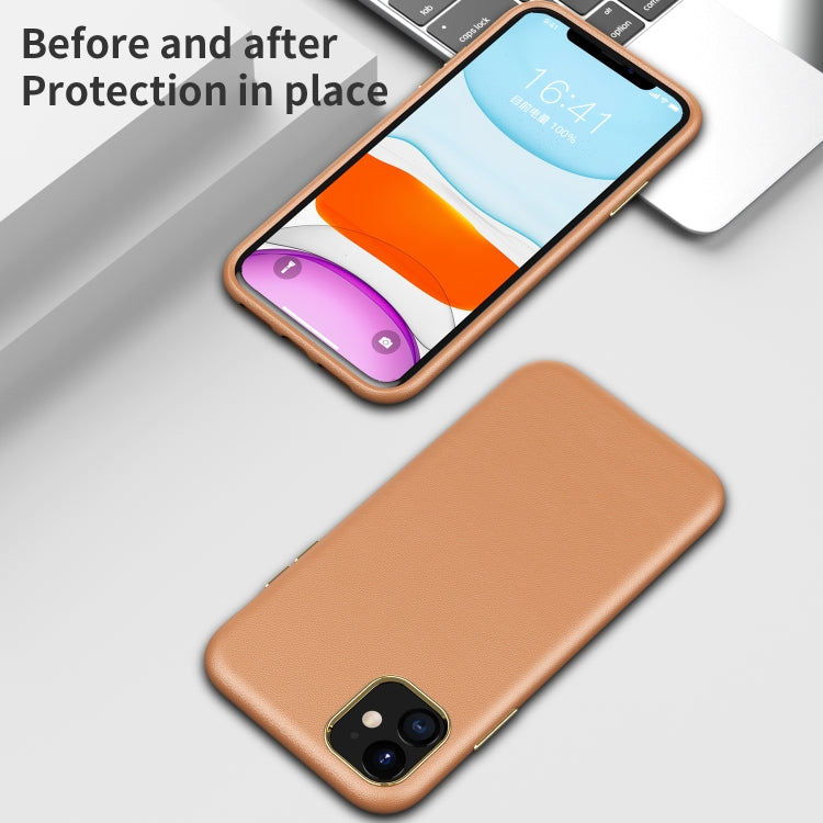 Electroplating Leather Texture PC + TPU Shockproof Case For iPhone 11