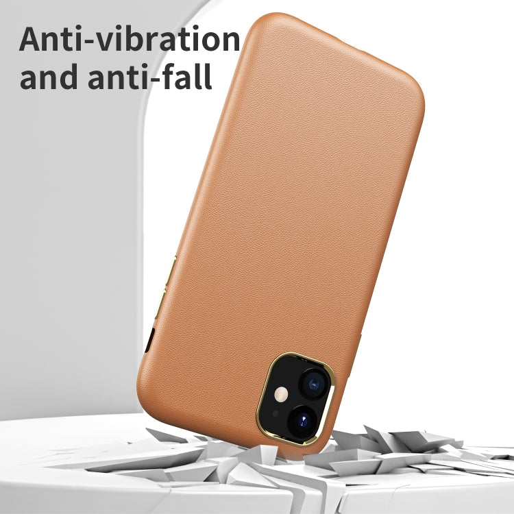 Electroplating Leather Texture PC + TPU Shockproof Case For iPhone 11