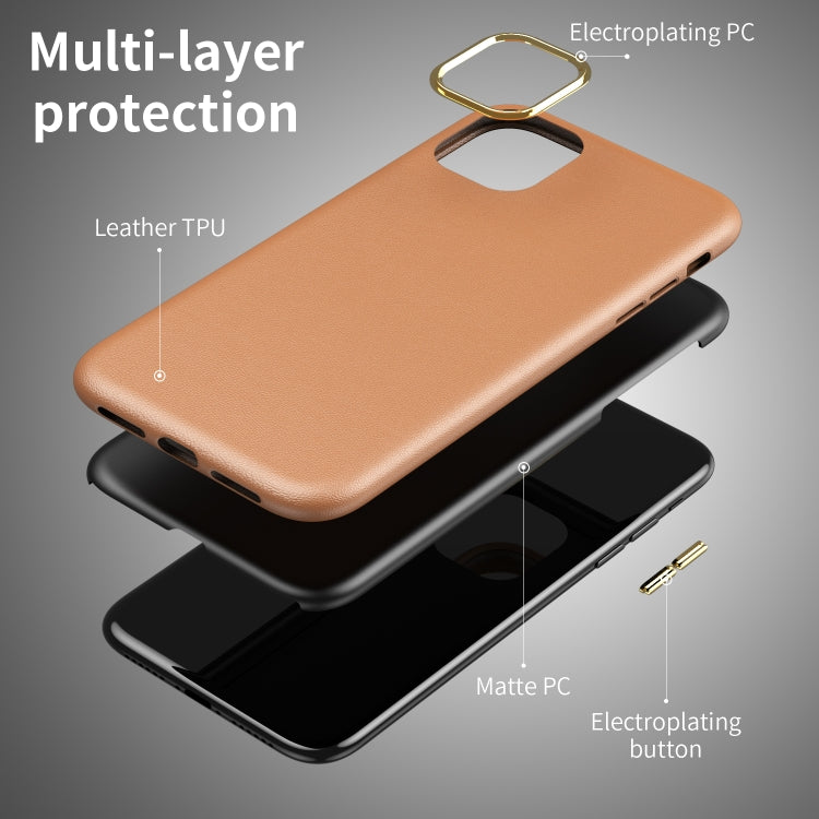Electroplating Leather Texture PC + TPU Shockproof Case For iPhone 11