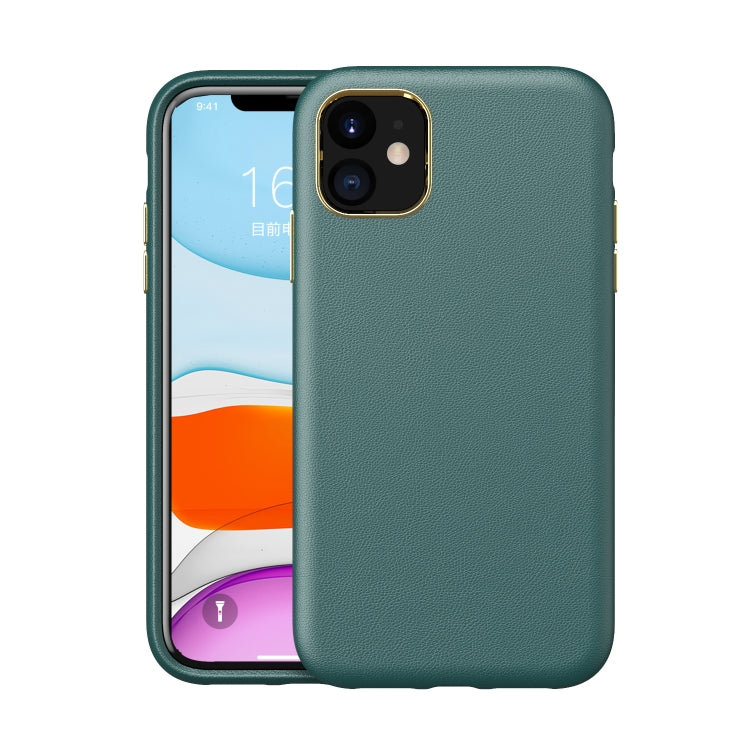 Electroplating Leather Texture PC + TPU Shockproof Case For iPhone 11
