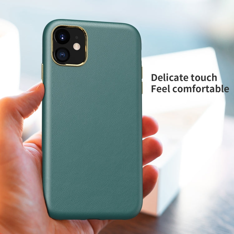 Electroplating Leather Texture PC + TPU Shockproof Case For iPhone 11