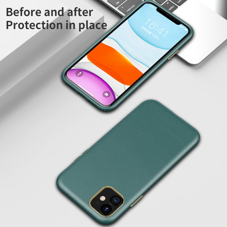 Electroplating Leather Texture PC + TPU Shockproof Case For iPhone 11
