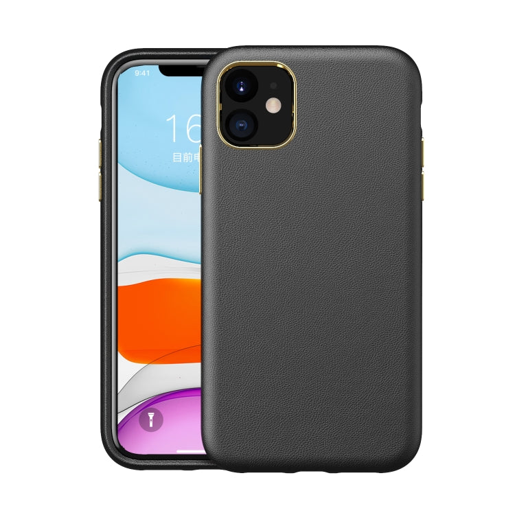 Electroplating Leather Texture PC + TPU Shockproof Case For iPhone 11