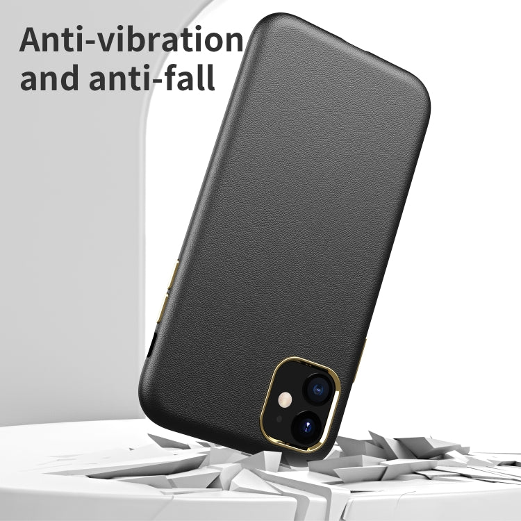 Electroplating Leather Texture PC + TPU Shockproof Case For iPhone 11