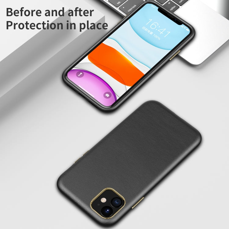 Electroplating Leather Texture PC + TPU Shockproof Case For iPhone 11