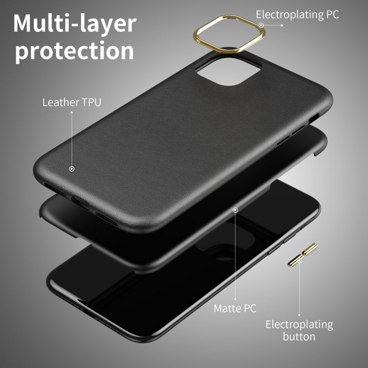 Electroplating Leather Texture PC + TPU Shockproof Case For iPhone 11