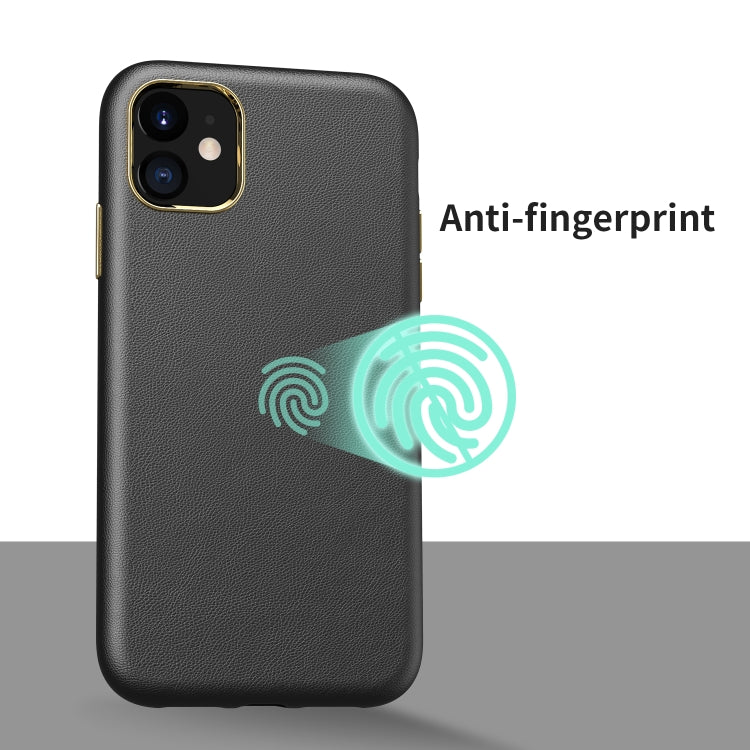Electroplating Leather Texture PC + TPU Shockproof Case For iPhone 11