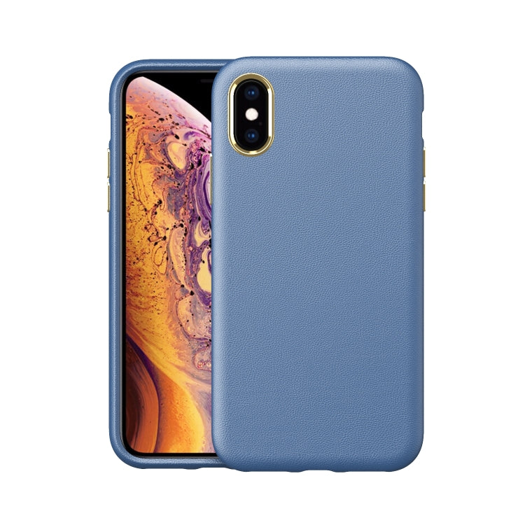 For iPhone X / XS Electroplating Leather Texture PC + TPU Shockproof Case