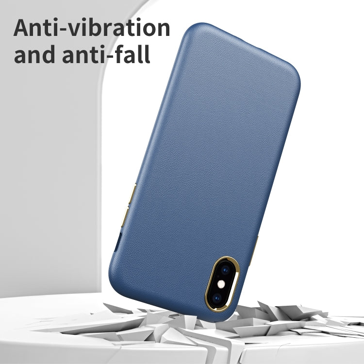 For iPhone X / XS Electroplating Leather Texture PC + TPU Shockproof Case