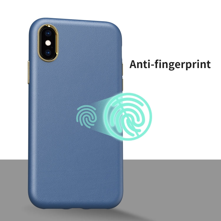 For iPhone X / XS Electroplating Leather Texture PC + TPU Shockproof Case