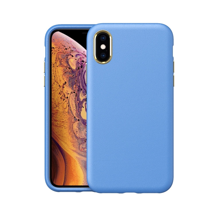 For iPhone X / XS Electroplating Leather Texture PC + TPU Shockproof Case