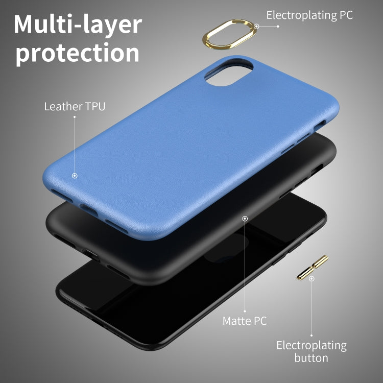 For iPhone X / XS Electroplating Leather Texture PC + TPU Shockproof Case
