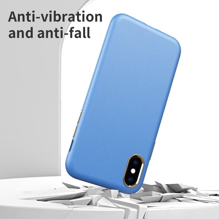 For iPhone X / XS Electroplating Leather Texture PC + TPU Shockproof Case