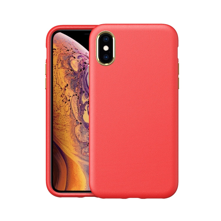 For iPhone X / XS Electroplating Leather Texture PC + TPU Shockproof Case