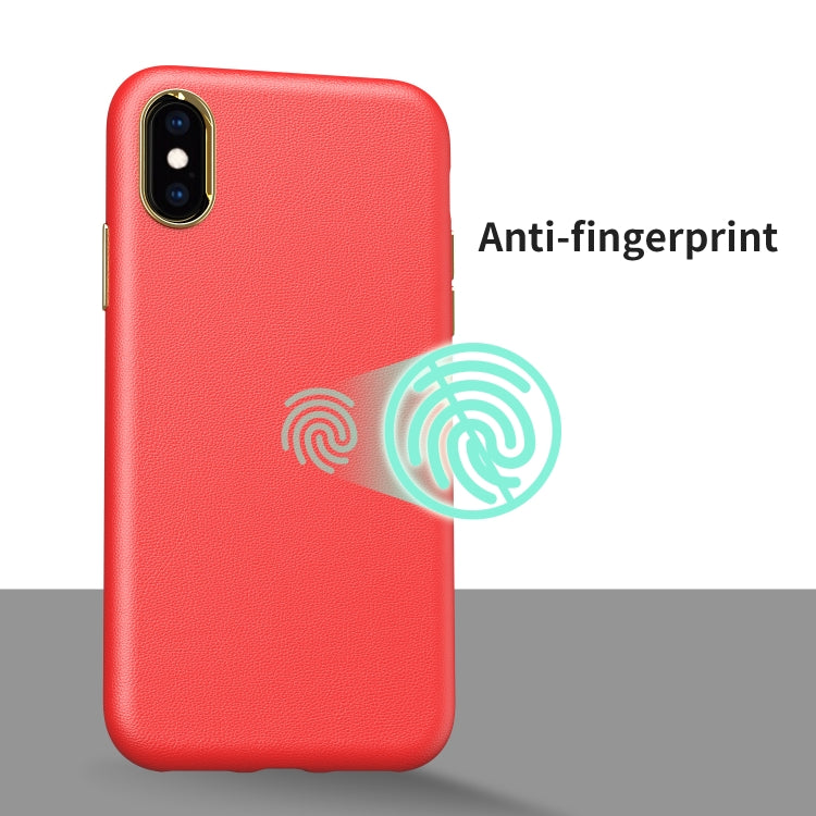 For iPhone X / XS Electroplating Leather Texture PC + TPU Shockproof Case