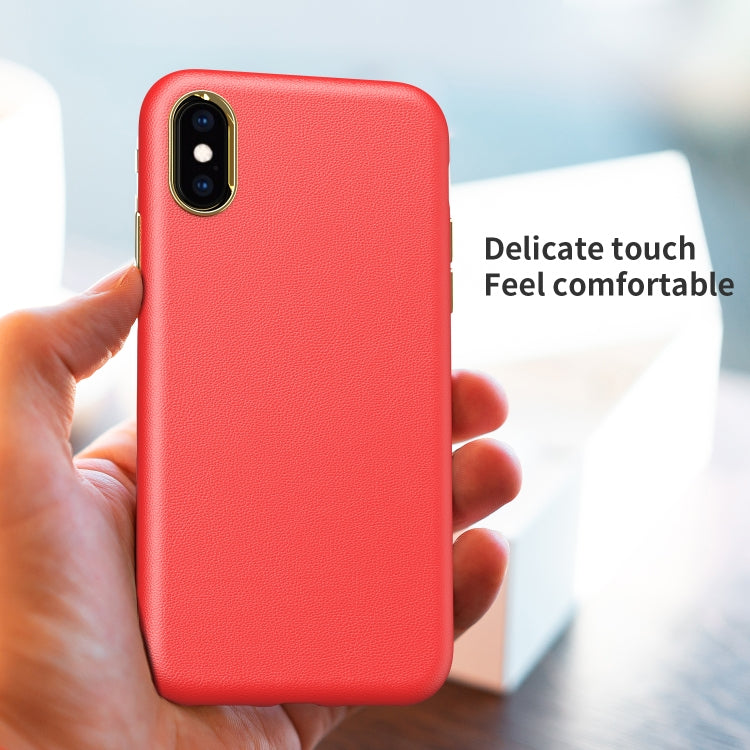For iPhone X / XS Electroplating Leather Texture PC + TPU Shockproof Case