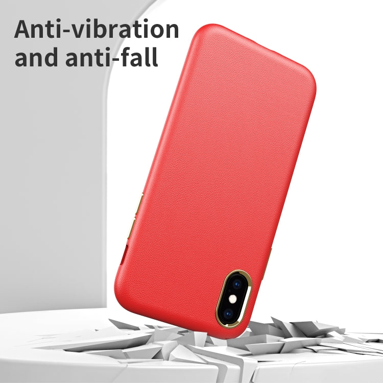 For iPhone X / XS Electroplating Leather Texture PC + TPU Shockproof Case