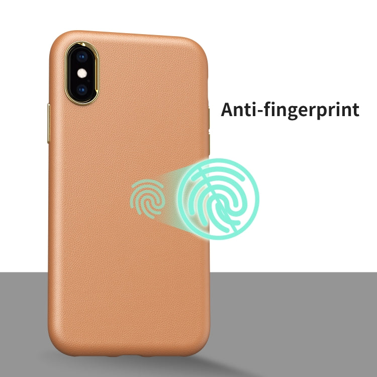 For iPhone X / XS Electroplating Leather Texture PC + TPU Shockproof Case